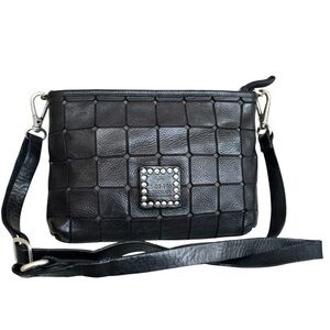 CAMPOMAGGI Acacia Shoulder Bag Black Leather Crossbody